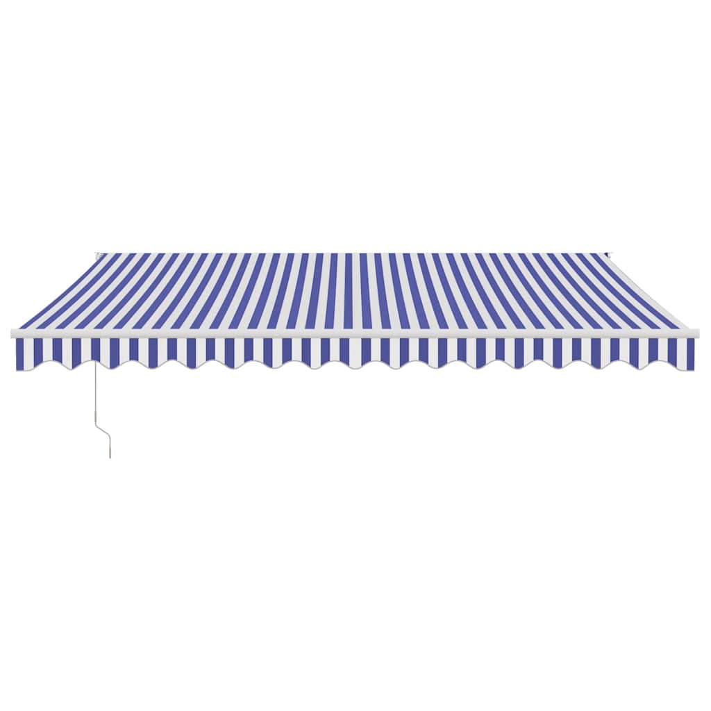 Tenda Sole Retrattile Blu e Bianca 4,5x3 m Tessuto e Alluminio