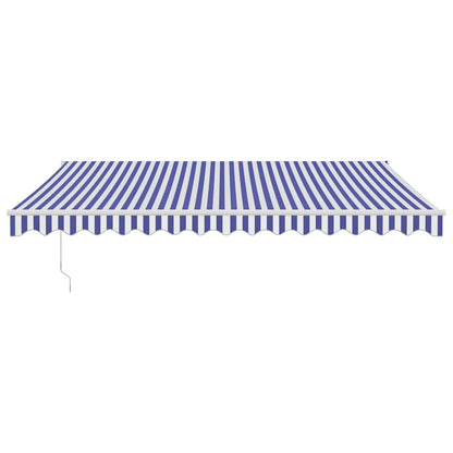 Tenda Sole Retrattile Blu e Bianca 4,5x3 m Tessuto e Alluminio
