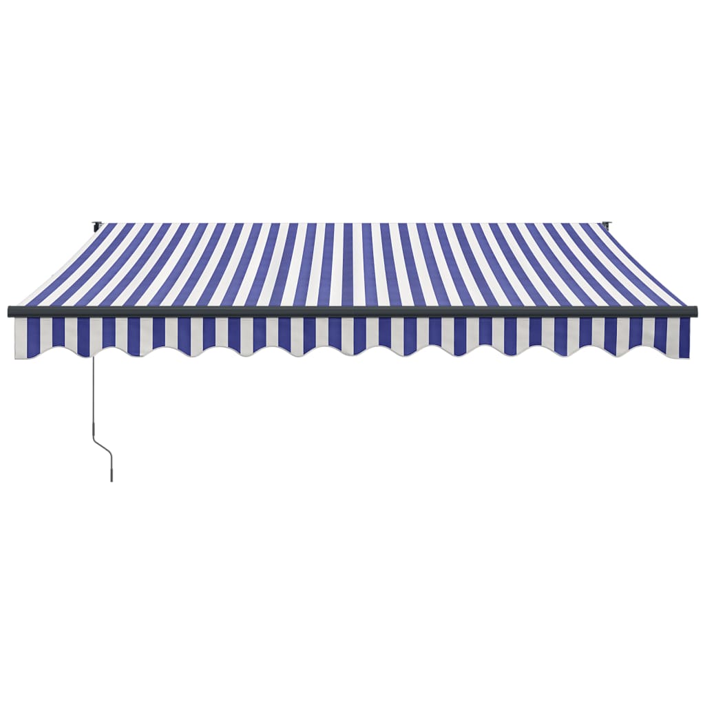 Tenda Sole Retrattile Blu e Bianca 3,5x2,5m Tessuto e Alluminio