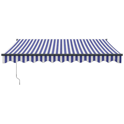 Tenda Sole Retrattile Blu e Bianca 3,5x2,5m Tessuto e Alluminio