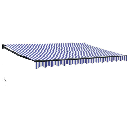 Tenda Sole Retrattile Blu e Bianca 4,5x3 m Tessuto e Alluminio