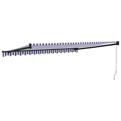 Tenda Sole Retrattile Blu e Bianca 4,5x3 m Tessuto e Alluminio