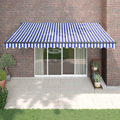 Tenda Sole Retrattile Blu e Bianca 4,5x3 m Tessuto e Alluminio