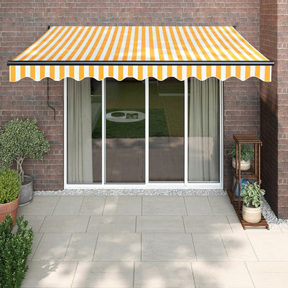 Tenda Retrattile Gialla e Bianca 3,5x2,5 m Tessuto e Alluminio