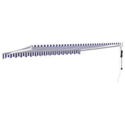 Tenda Sole Automatica Retrattile Blu e Bianca 4,5x3 m