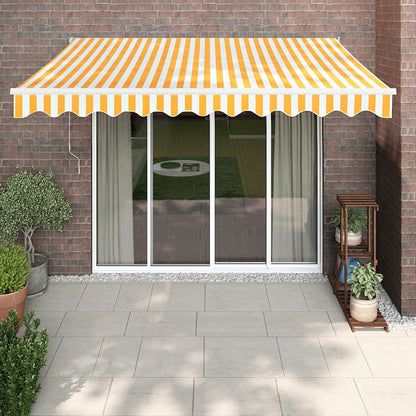 Tenda Sole Automatica Retrattile Gialla e Bianca 3,5x2,5 m