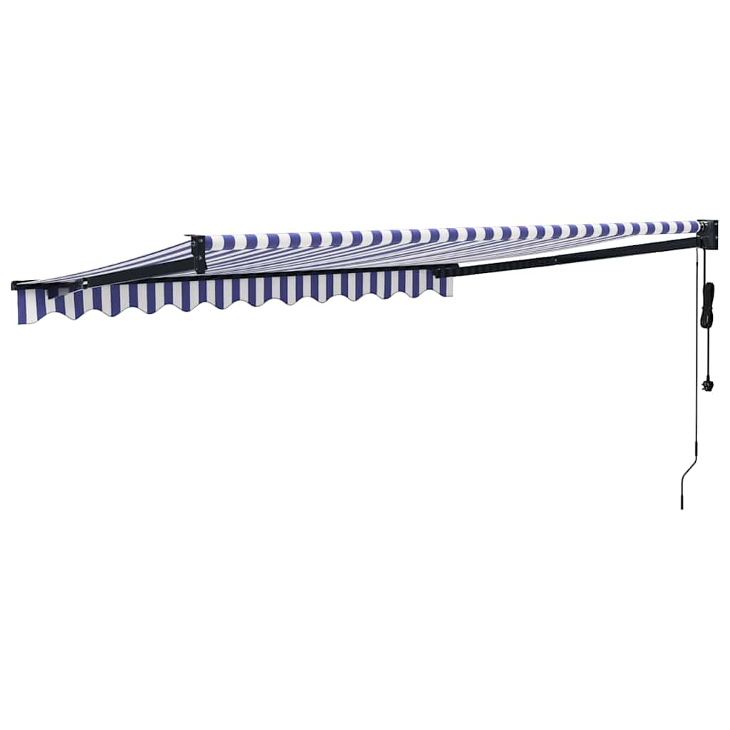 Tenda Sole Automatica Retrattile Blu e Bianca 3,5x2,5 m