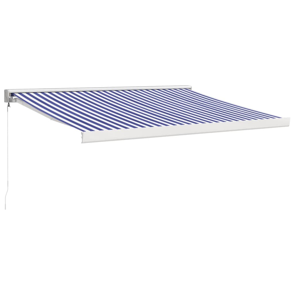 Tenda Sole Retrattile Blu e Bianca 3,5x2,5m Tessuto e Alluminio