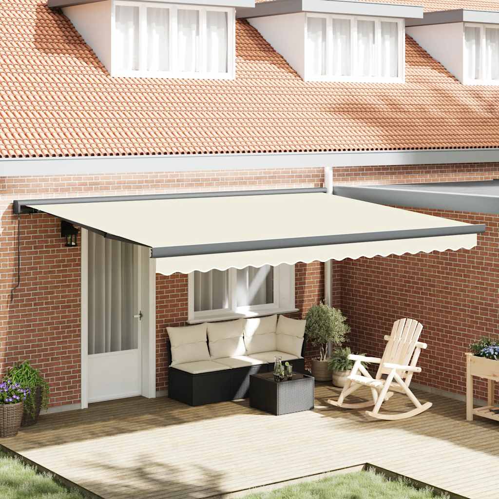 Tenda da Sole Retrattile Crema 4x3 m in Tessuto e Alluminio