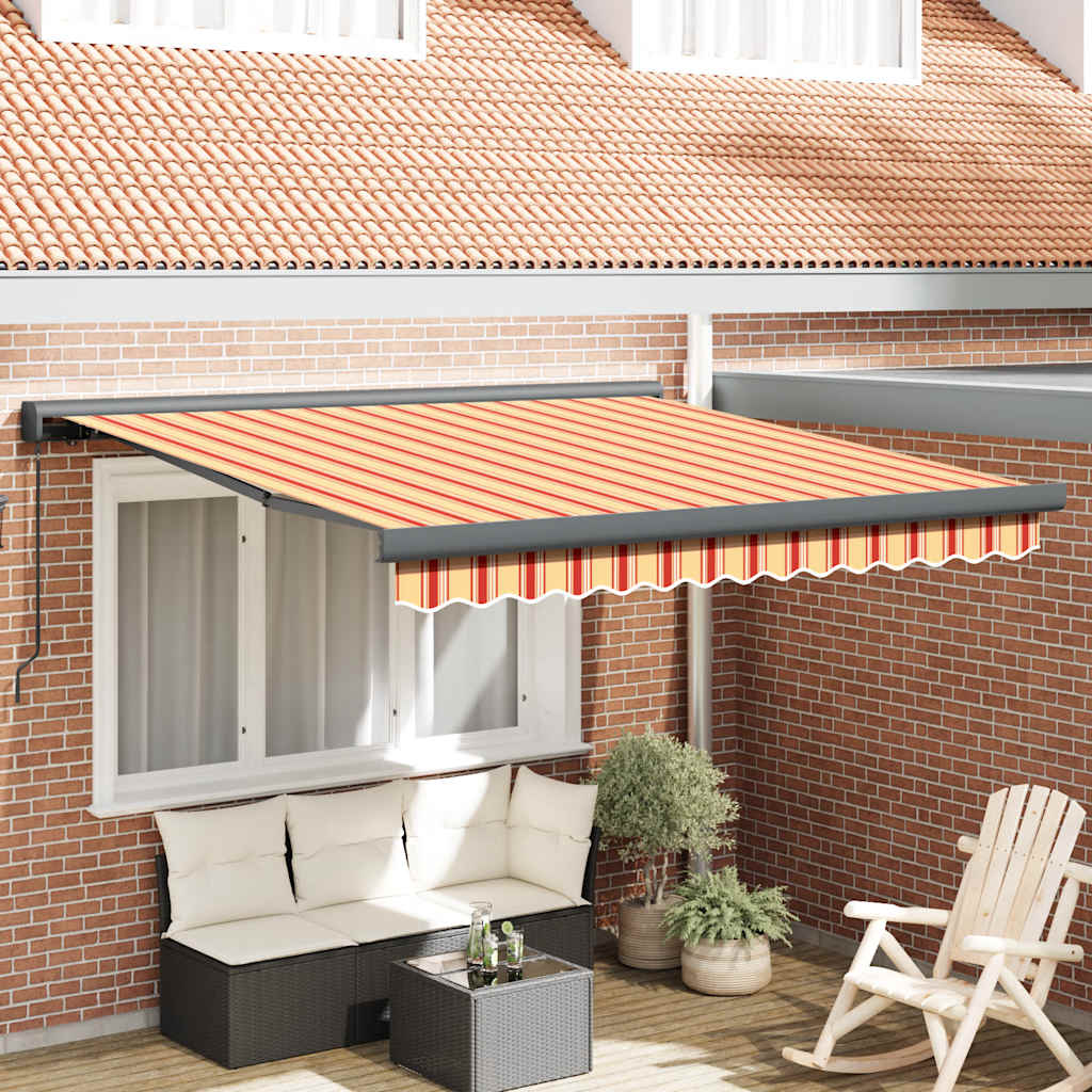Tenda Retrattile Gialla e Bianca 3,5x2,5 m Tessuto e Alluminio