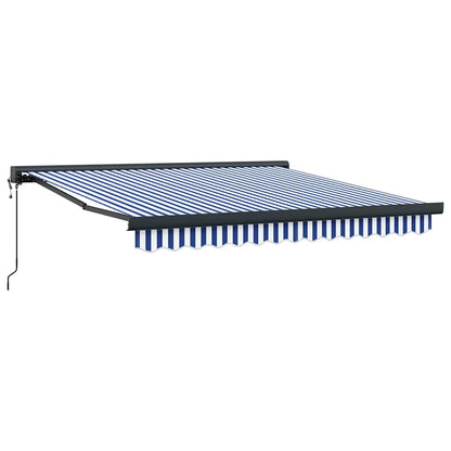 Tenda Sole Retrattile Blu e Bianca 3x2,5 m Tessuto e Alluminio