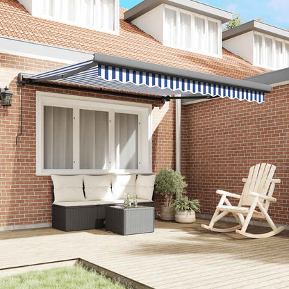 Tenda Sole Retrattile Blu e Bianca 3x2,5 m Tessuto e Alluminio