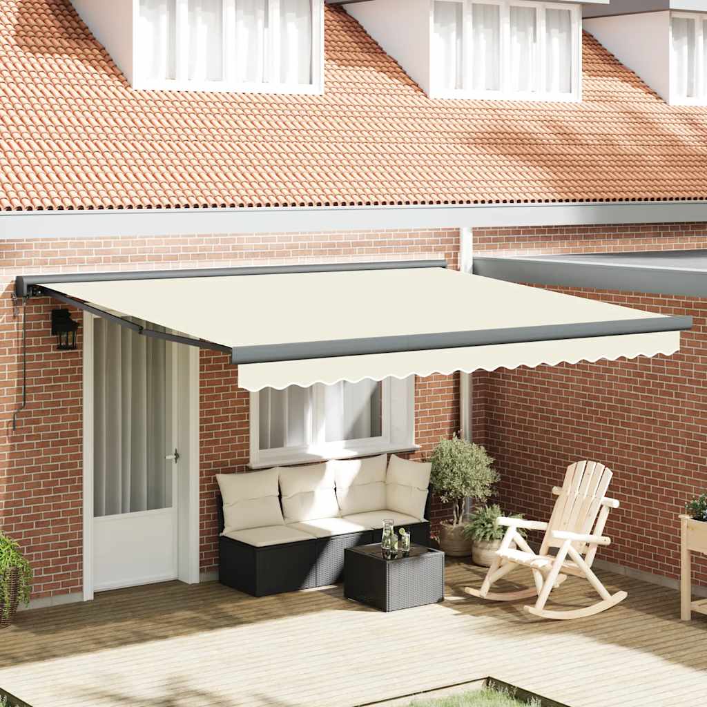 Tenda da Sole Retrattile Crema 4x3 m in Tessuto e Alluminio
