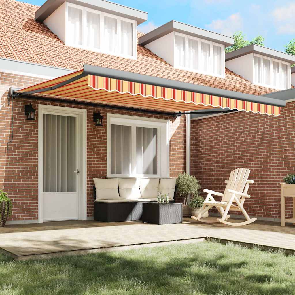 Tenda Retrattile Gialla e Bianca 4,5x3 m in Tessuto e Alluminio
