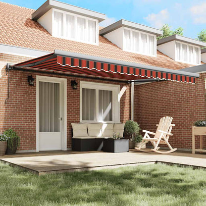 Tenda Sole Retrattile Arancione Marrone 5x3m Tessuto Alluminio