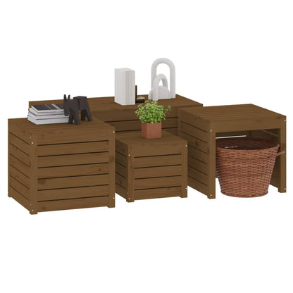 Set Cassette da Giardino 4 pz ambra in Legno Massello di Pino
