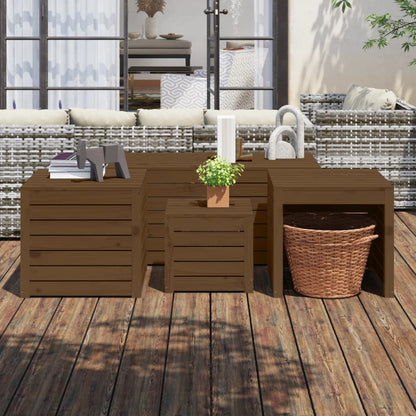 Set Cassette da Giardino 4 pz ambra in Legno Massello di Pino