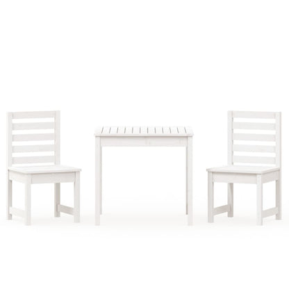 Set da Bistrot da Giardino 3pz Bianco in Legno Massello di Pino