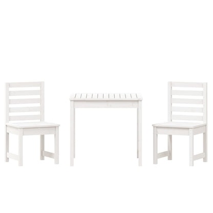 Set da Bistrot da Giardino 3pz Bianco in Legno Massello di Pino