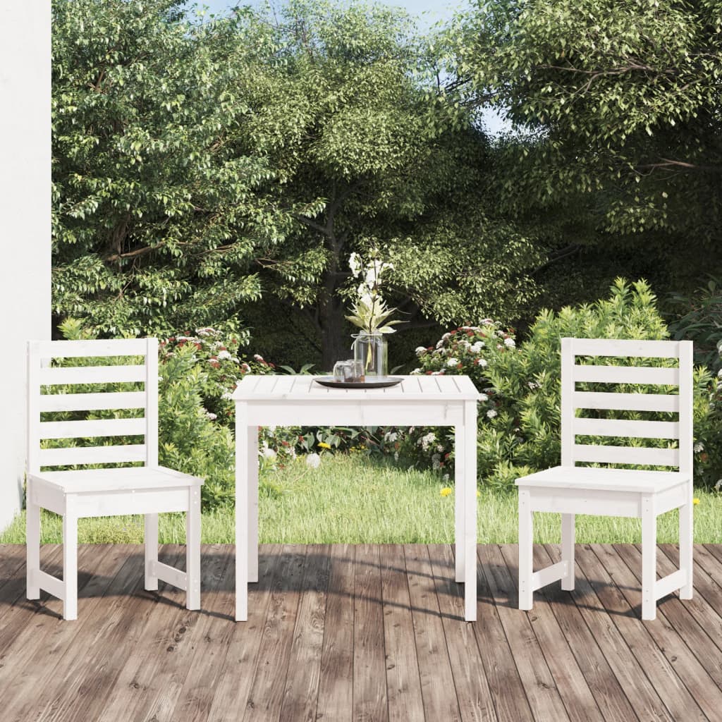 Set da Bistrot da Giardino 3pz Bianco in Legno Massello di Pino
