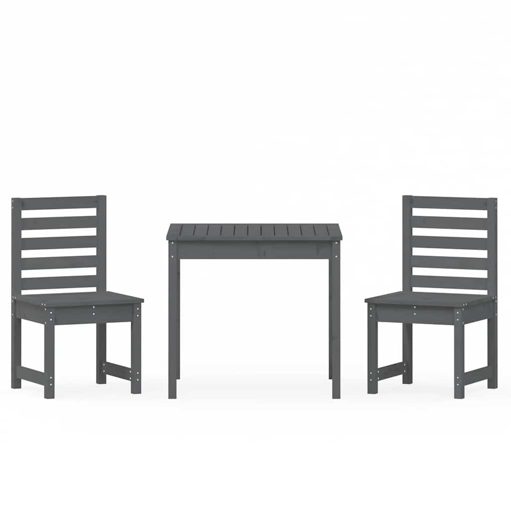 Set da Bistrot da Giardino 3pz Grigio in Legno Massello di Pino
