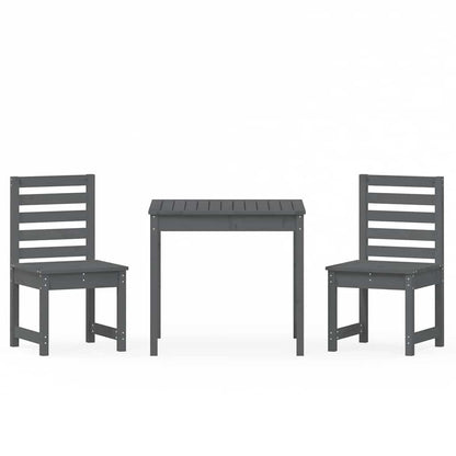 Set da Bistrot da Giardino 3pz Grigio in Legno Massello di Pino