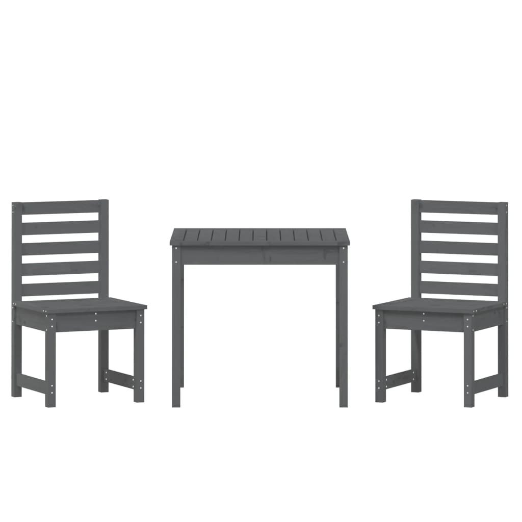 Set da Bistrot da Giardino 3pz Grigio in Legno Massello di Pino
