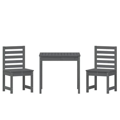 Set da Bistrot da Giardino 3pz Grigio in Legno Massello di Pino