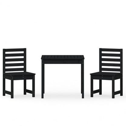Set da Bistrot da Giardino 3 pz Nero in Legno Massello di Pino