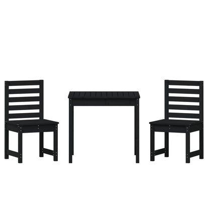 Set da Bistrot da Giardino 3 pz Nero in Legno Massello di Pino