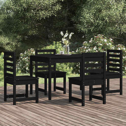 Set da Pranzo per Giardino 5pz Nero in Legno Massello di Pino