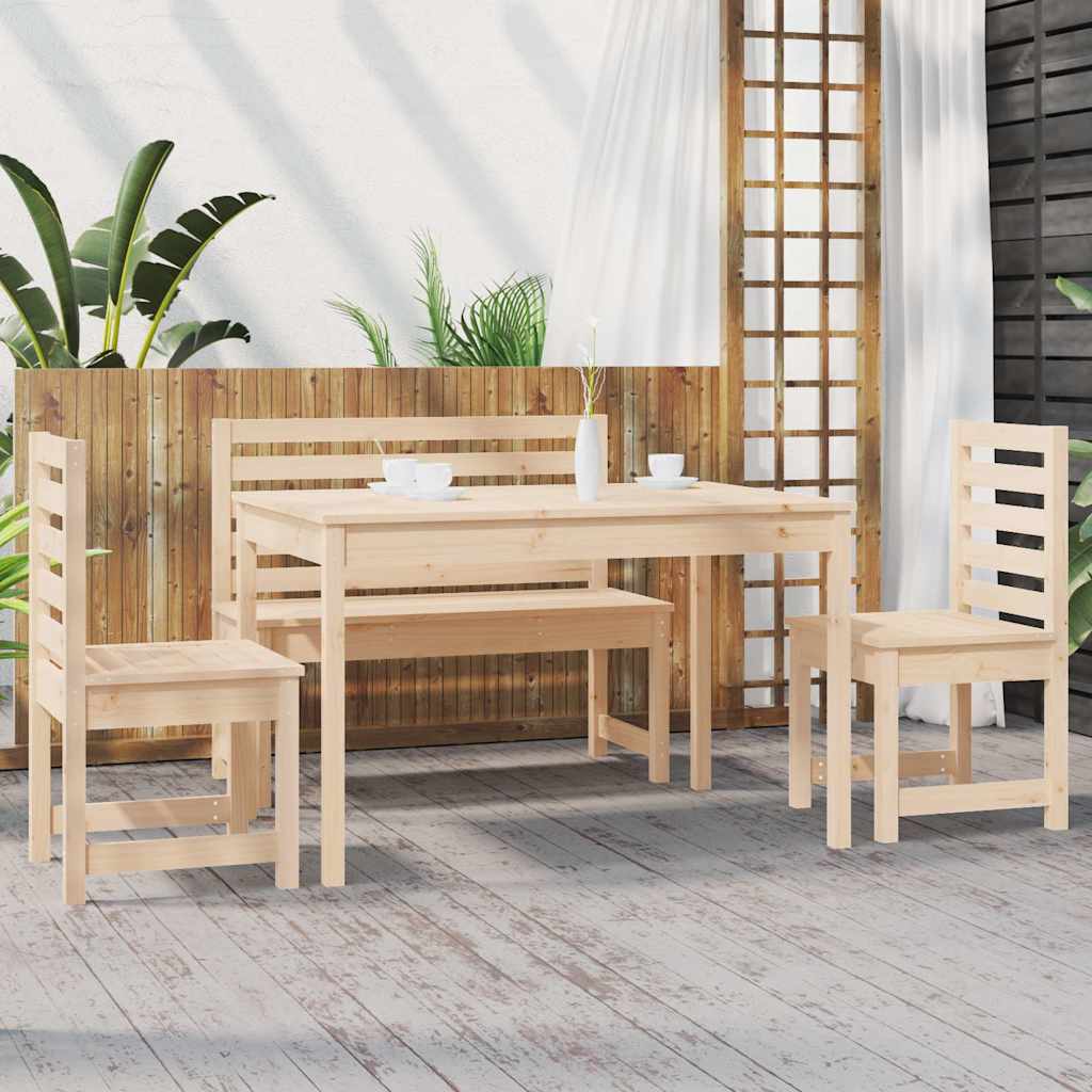 Set da Pranzo per Giardino 4 pz in Legno Massello di Pino