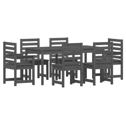 Set da Pranzo per Giardino 7pz Grigio in Legno Massello di Pino