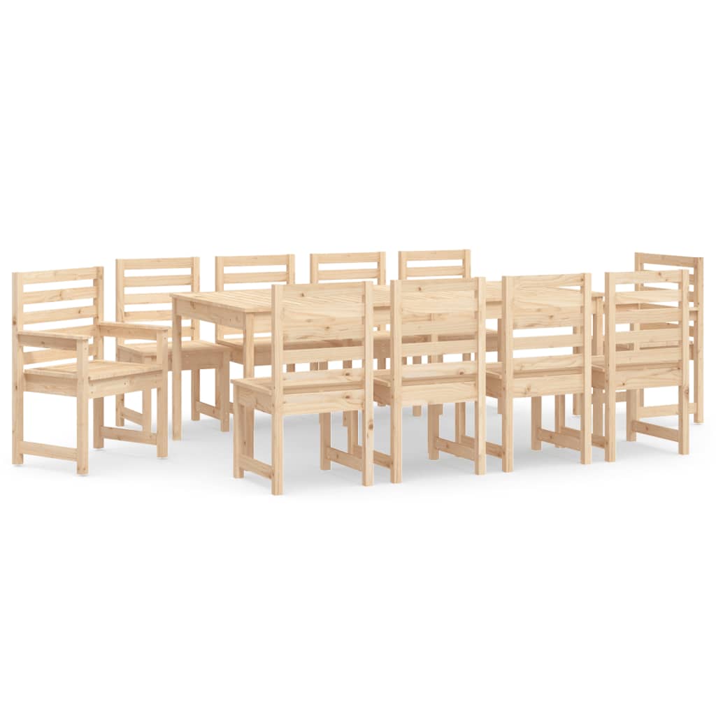 Set da Pranzo da Giardino 11 pz in Legno Massello di Pino