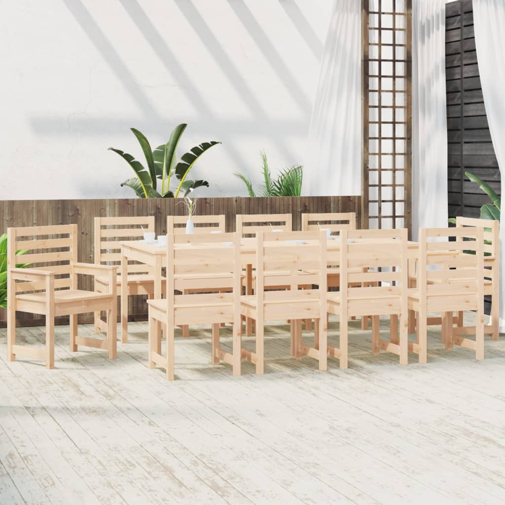 Set da Pranzo da Giardino 11 pz in Legno Massello di Pino