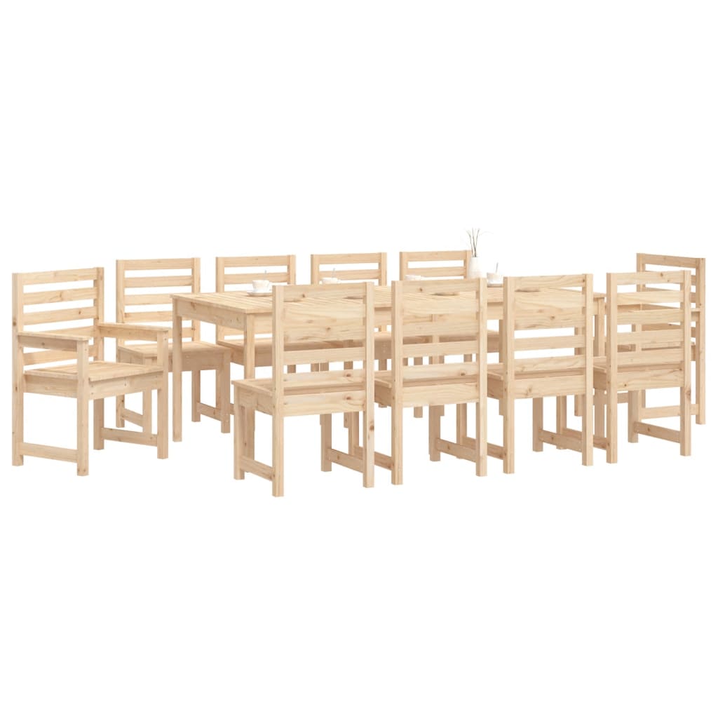 Set da Pranzo da Giardino 11 pz in Legno Massello di Pino