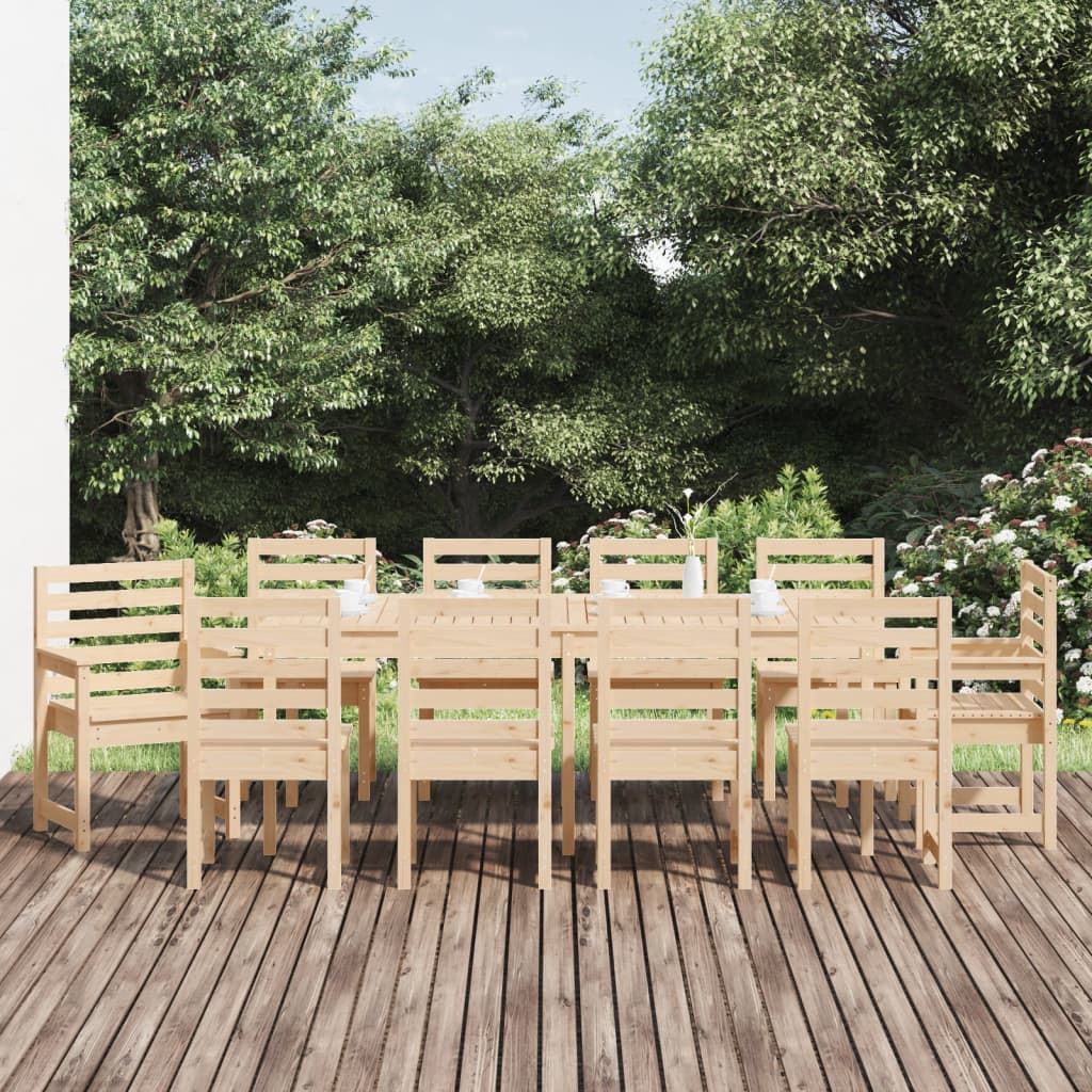 Set da Pranzo da Giardino 11 pz in Legno Massello di Pino