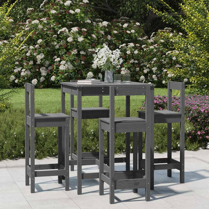 Set Bar da Giardino 5 pz Grigio in Legno Massello di Pino