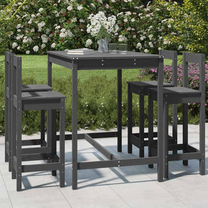 Set Bar da Giardino 5 pz Grigio in Legno Massello di Pino