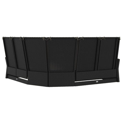 Divano Angolare Reclinabile con Cuscini in Polyrattan Nero
