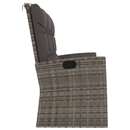 Panca Giardino Reclinabile con Cuscini 173cm Polyrattan Grigio