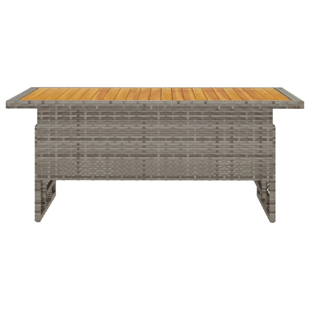 Tavolo Giardino Grigio 100x50x43/63 Massello Acacia Polyrattan