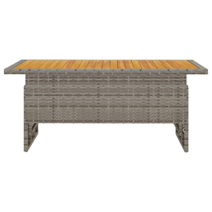 Tavolo Giardino Grigio 100x50x43/63 Massello Acacia Polyrattan