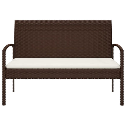 Panca da Giardino con Cuscino Marrone 105 cm in Polyrattan