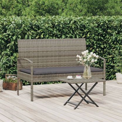 Panca da Giardino con Cuscino Grigia 105 cm in Polyrattan