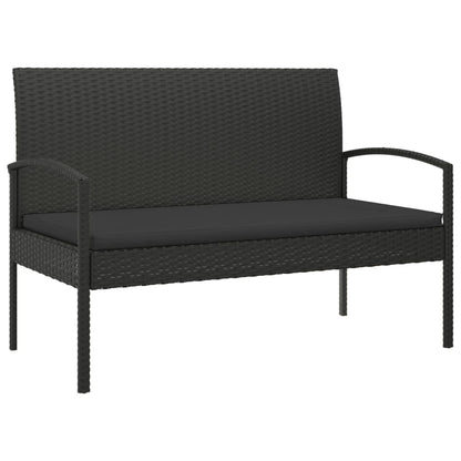 Panca da Giardino con Cuscino Nera 105 cm in Polyrattan