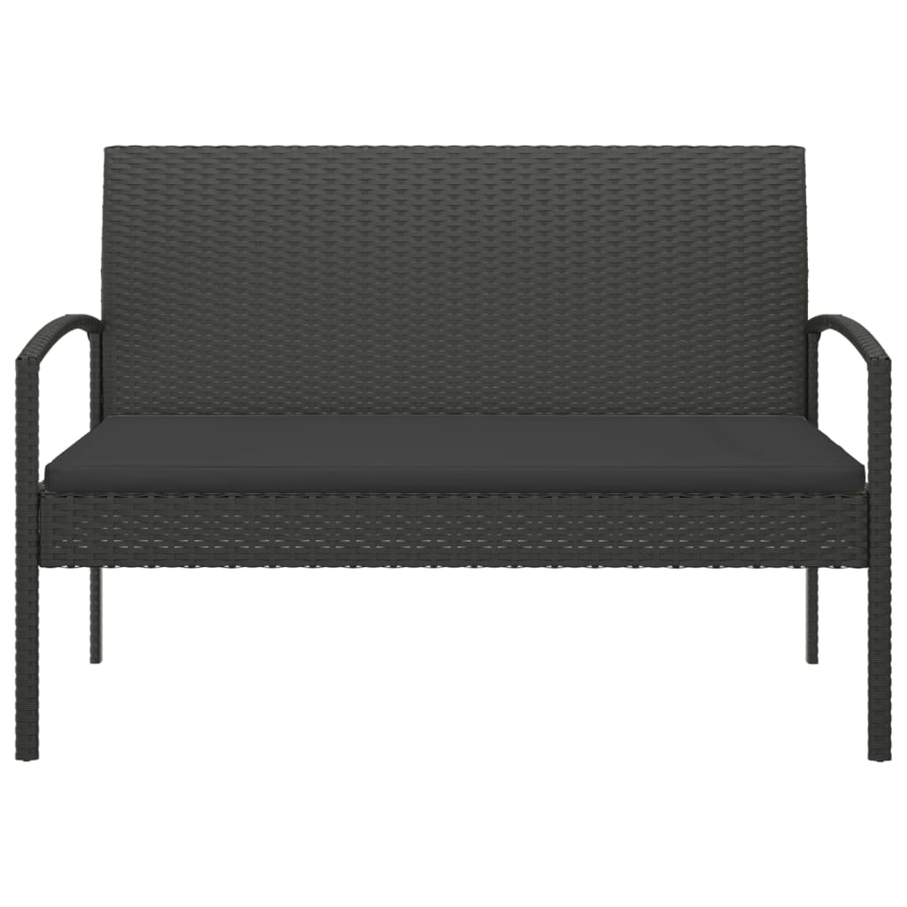 Panca da Giardino con Cuscino Nera 105 cm in Polyrattan
