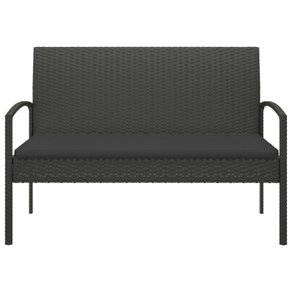 Panca da Giardino con Cuscino Nera 105 cm in Polyrattan