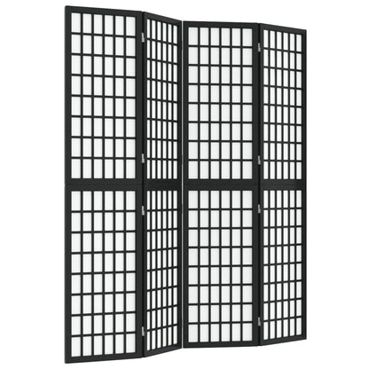 Divisorio Pieghevole 4 Pannelli Stile Giapponese 160x170cm Nero