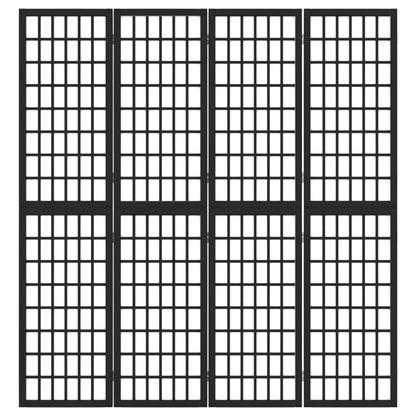 Divisorio Pieghevole 4 Pannelli Stile Giapponese 160x170cm Nero